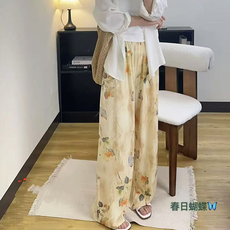 Cotton Poplin Pants Women's Thin Artificial Cotton Wide-leg Pants