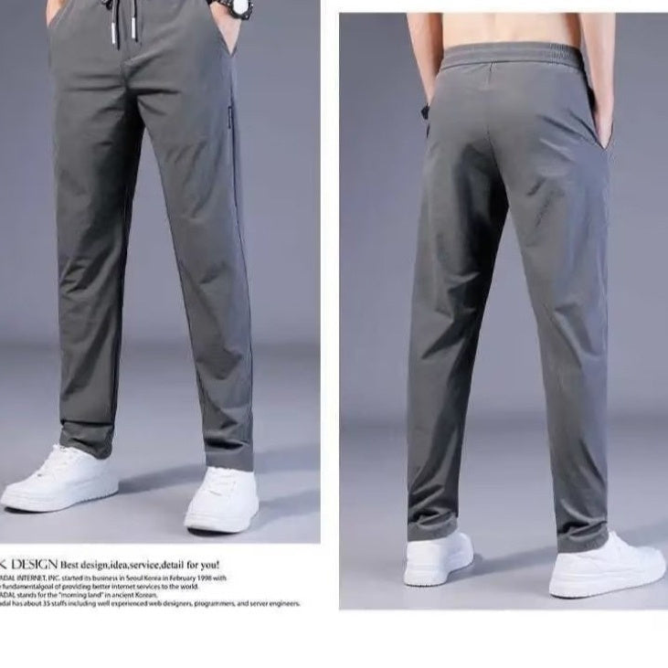 Straight Draping Effect Elastic Waist Quick-drying Casual Pants