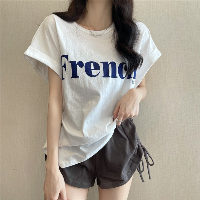 Off-shoulder Short-sleeved T-shirt Loose Women's Summer Top