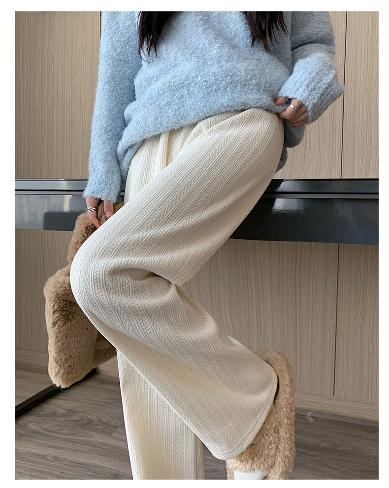 High Waist Drape Black Straight Loose Casual Pants Trousers