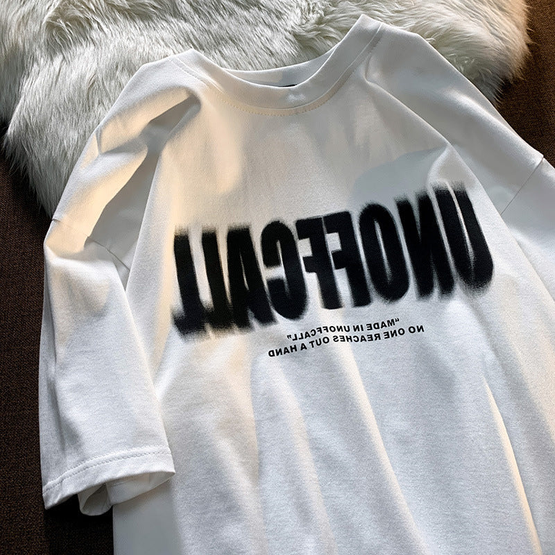 Womens Loose-fitting Top With A Blurred Letter Print