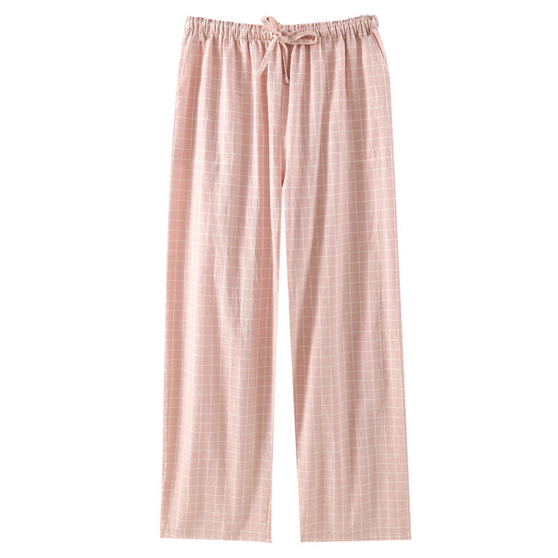 Womens SpringSummer Straight-Cut Casual Plaid Pants