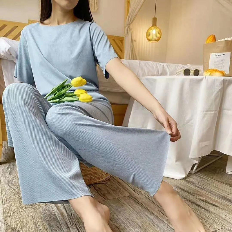 Ice Silk Nightgown Female Spring And Summer Short Sleeve Soft