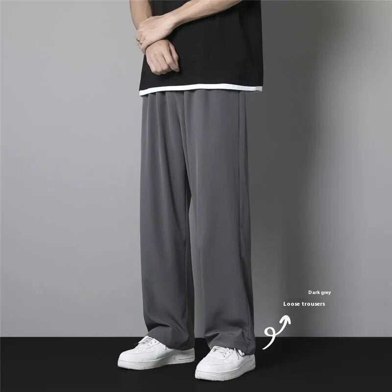 Pants Men's Thin Ice Silk Trousers Casual Trousers Straight Draping
