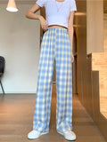 Women's Spring Thin Loose And Casual Plaid Trousers High Waist