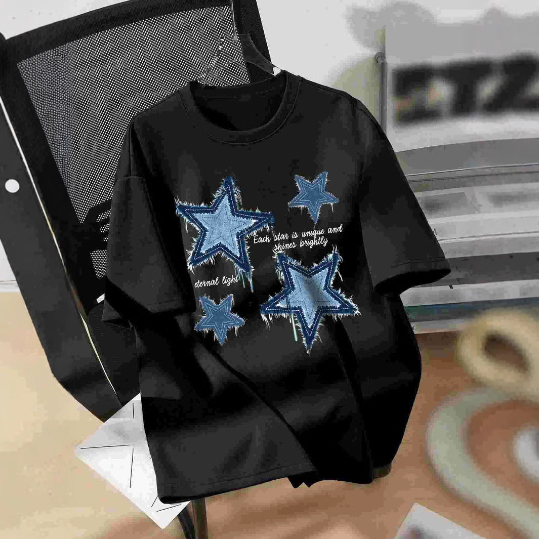 Womens Loose-fitting Short-sleeve Top With A Printed Design