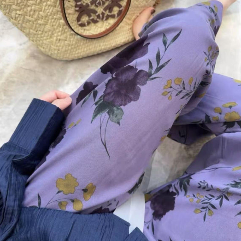 Cotton Poplin Pants Women's Thin Artificial Cotton Wide-leg Pants