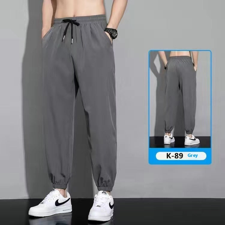 Straight Draping Effect Elastic Waist Quick-drying Casual Pants