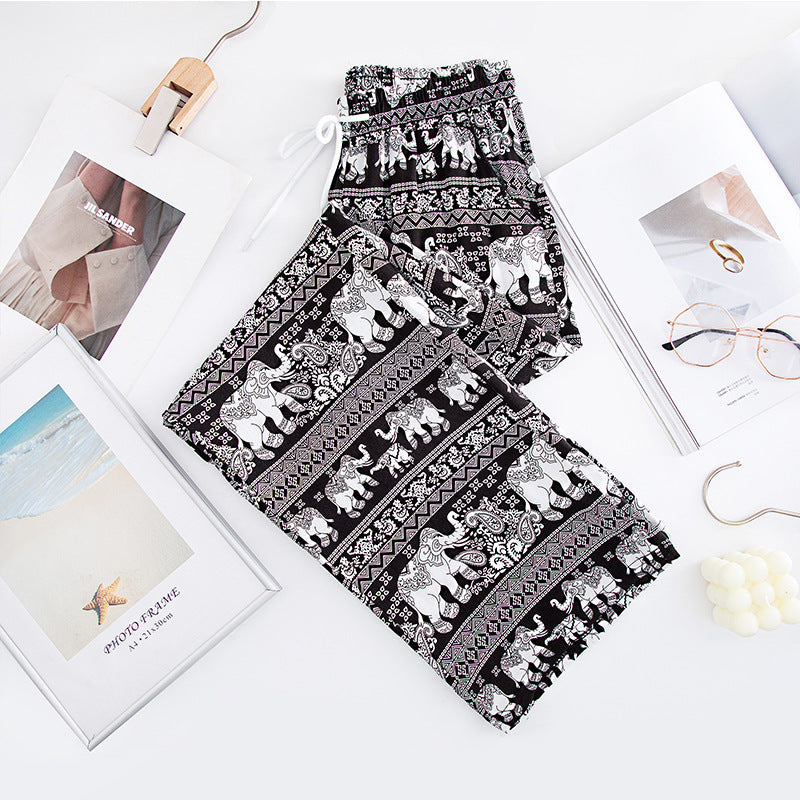 Thailand Elephant Yoga Wide-leg Pants For Women