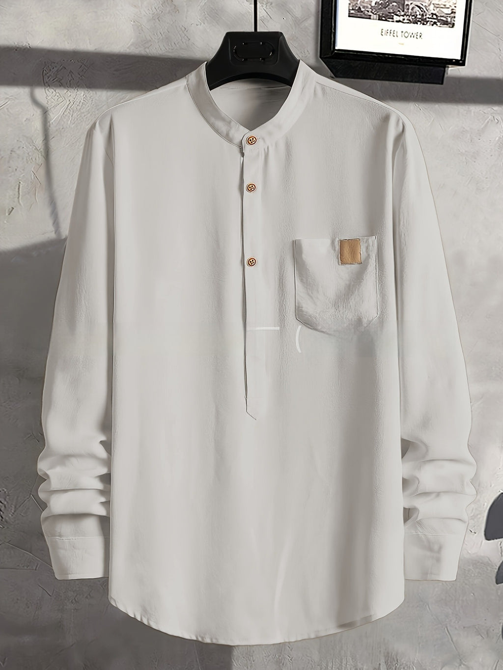 Mens Stylish Personalized Pleated Soft Skin-Friendly Long-Sleeve Shirt