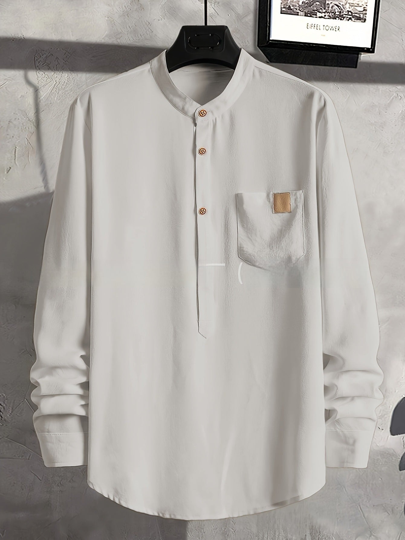 Mens Stylish Personalized Pleated Soft Skin-Friendly Long-Sleeve Shirt