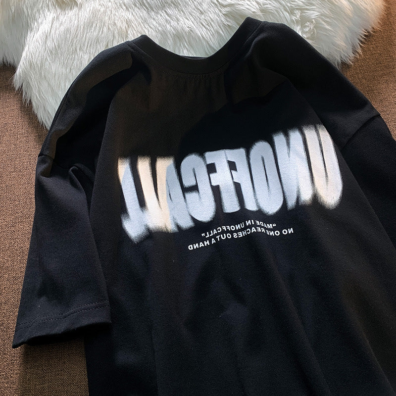 Womens Loose-fitting Top With A Blurred Letter Print