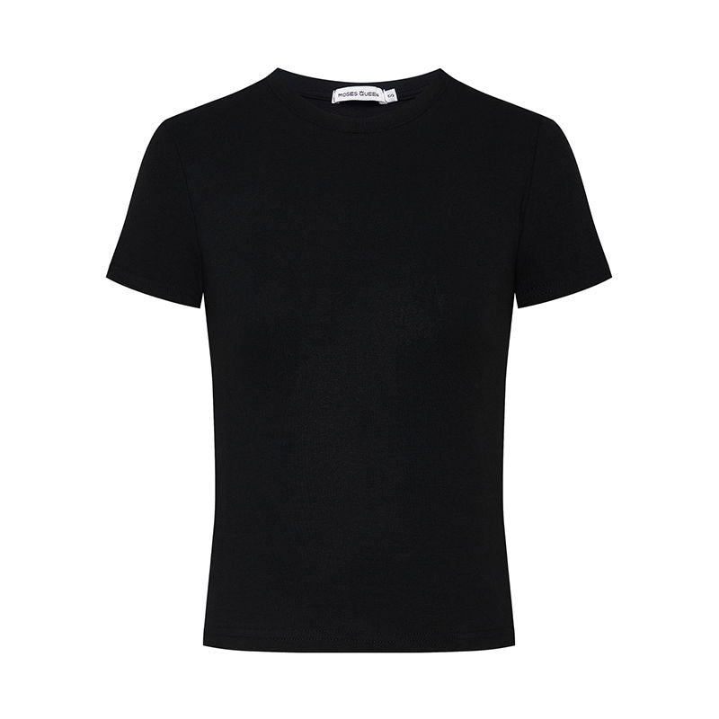 Tight Waist Shoulder T-shirt Top Short Sleeve