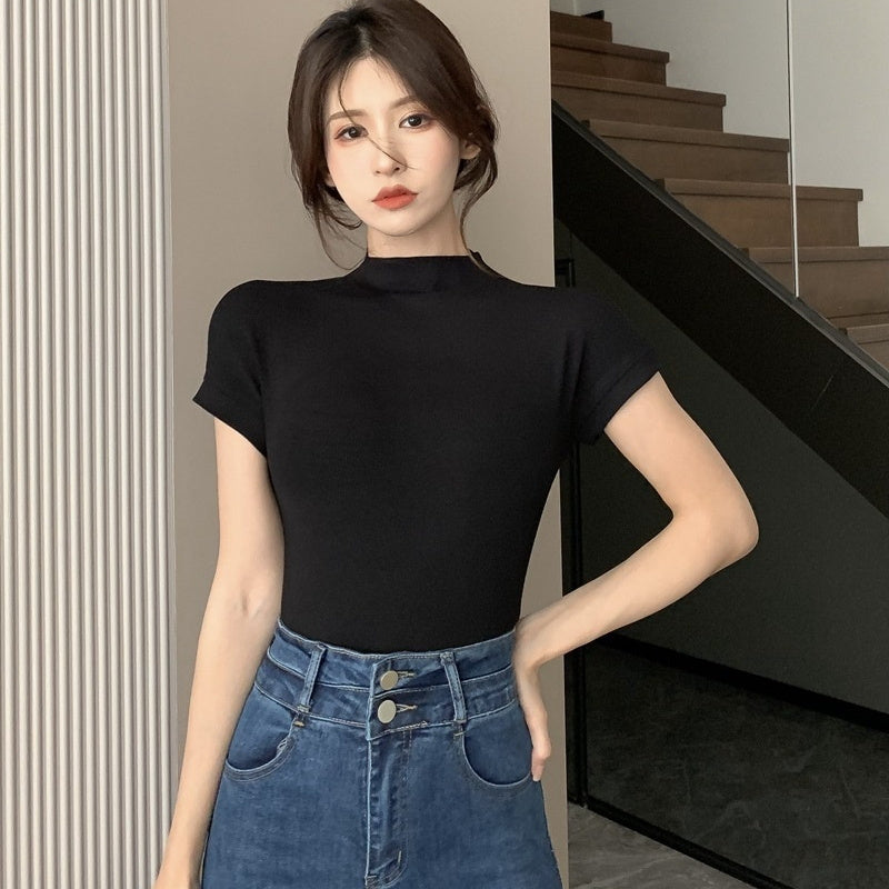 Pure Desire Style Half Turtleneck T-shirt For Women