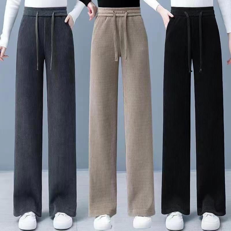 Chenille Wide-leg Pants Women's High Waist Loose Straight Trousers