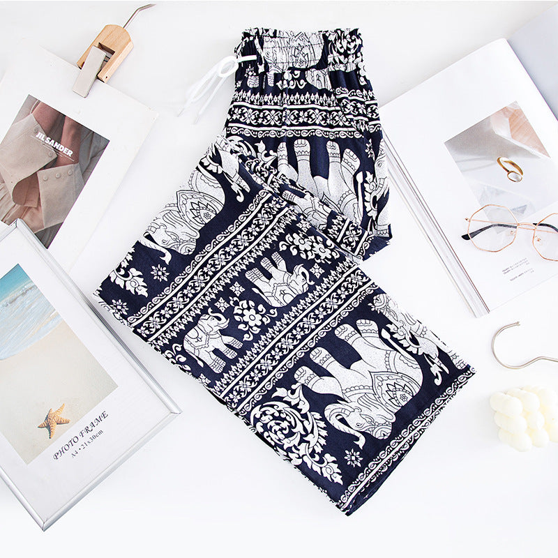 Thailand Elephant Yoga Wide-leg Pants For Women