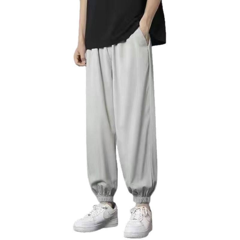 Summer Thin Breathable Ankle-length Casual Ice Silk Pants Men's