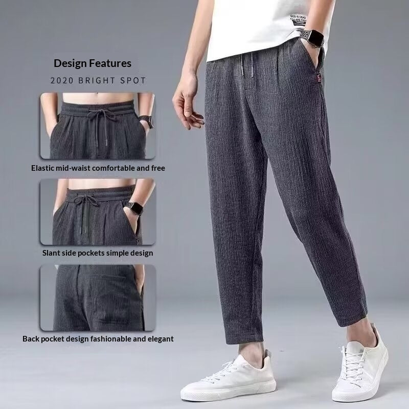 Summer Ice Silk Slim Fit Loose Straight Leg Pants