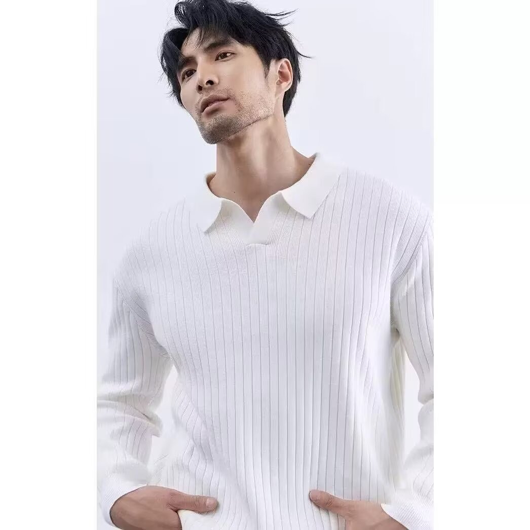 Men's Turn-down Collar Sweater Long Sleeve Knitwear