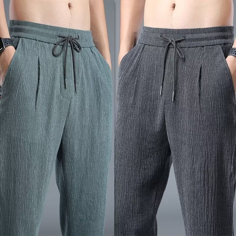 Summer Ice Silk Slim Fit Loose Straight Leg Pants
