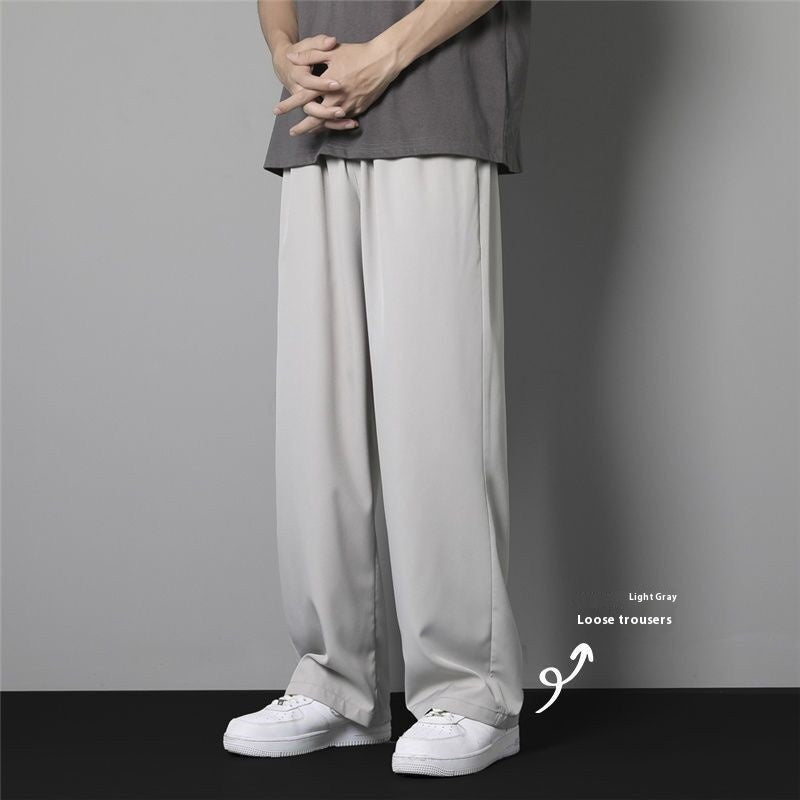 Pants Men's Thin Ice Silk Trousers Casual Trousers Straight Draping