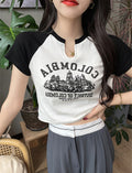 New American-style Retro Streetwear Letter-print Short-sleeve T-shirt