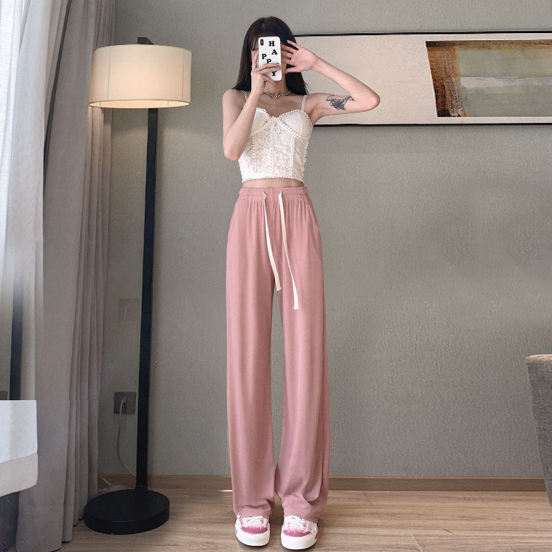 Ice Silk Wide-leg Pants Women's Draping Effect Trousers